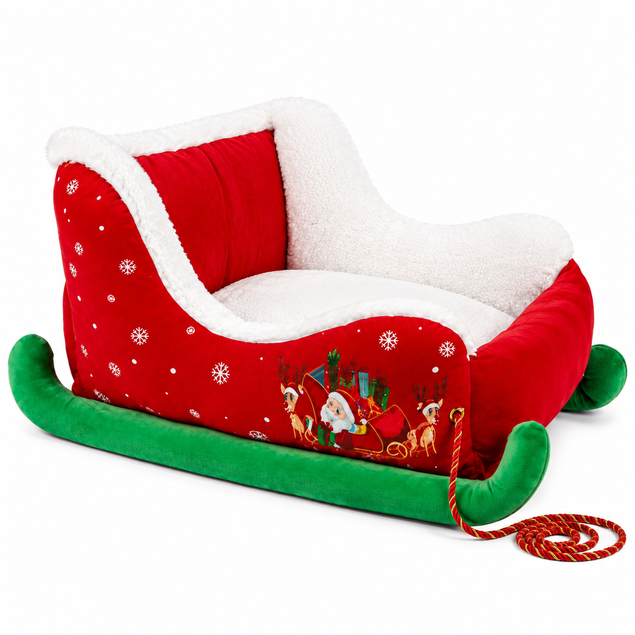 Cozy Jingle Pet Bed - Santa's Classic Sleigh