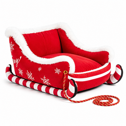 Cozy Jingle Pet Bed - Peppermint Sleigh