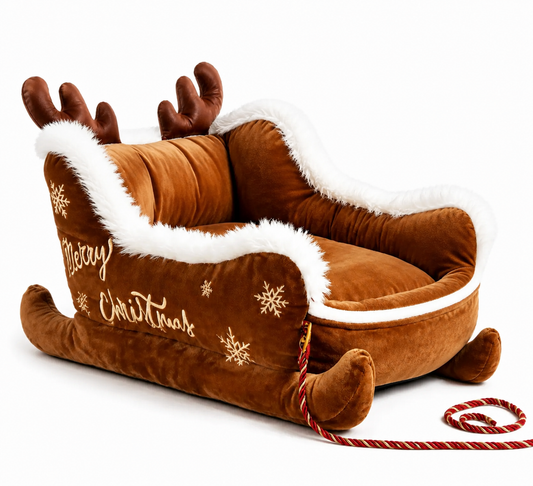 Cozy Jingle Pet Bed - Dasher's Sleigh